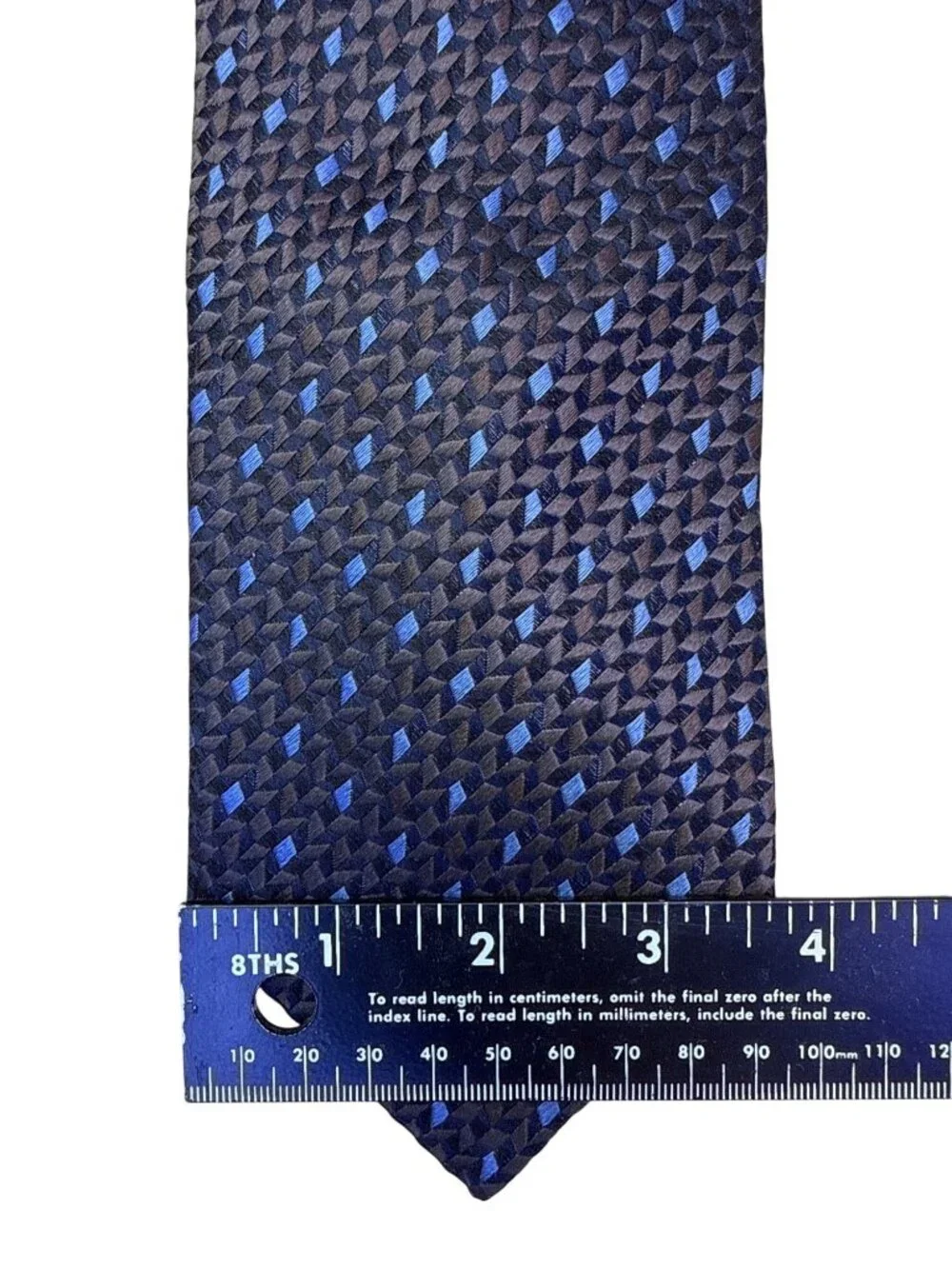 Pal Zileri Mens Brown & Blue Woven Silk Necktie Geometric Pattern Made In Italy